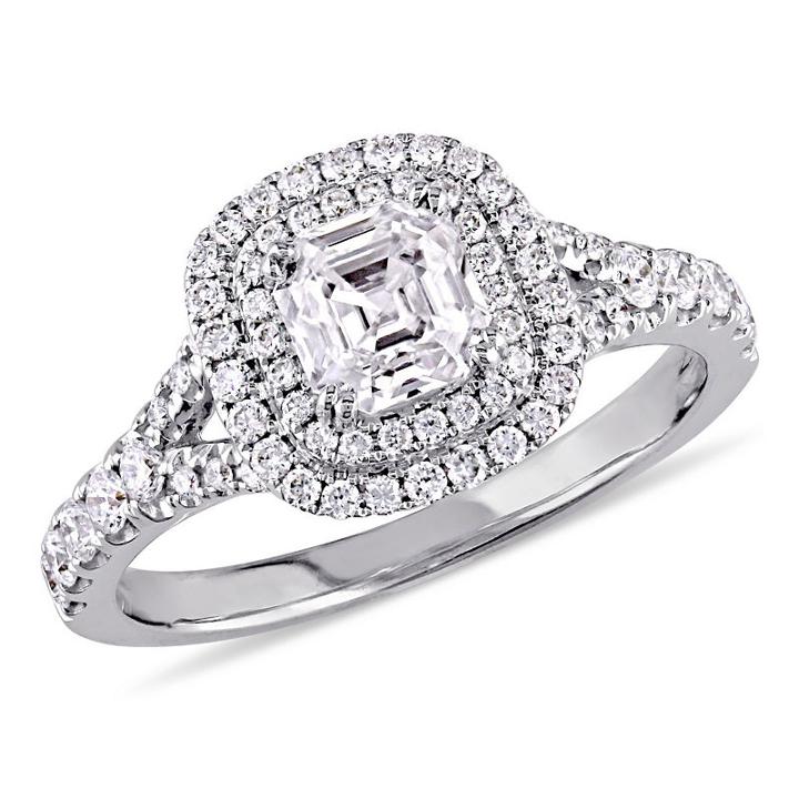 Womens 1 1/5 Ct. T.w. Asscher White Diamond 14k Gold Engagement Ring