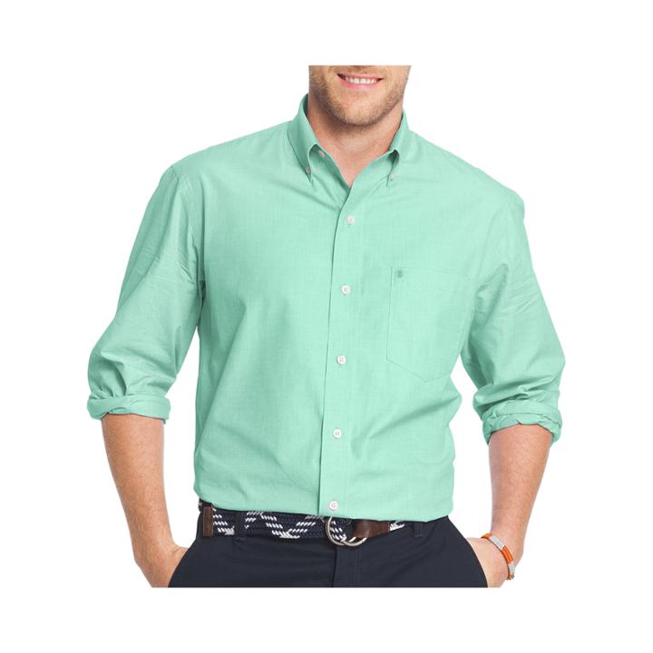 Izod Essential End On End Solid Long Sleeve Button-front Shirt