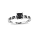 Midnight Black Diamond 1 Ct. T.w. White And Color-enhanced Black Diamond Sterling Silver Engagement Ring