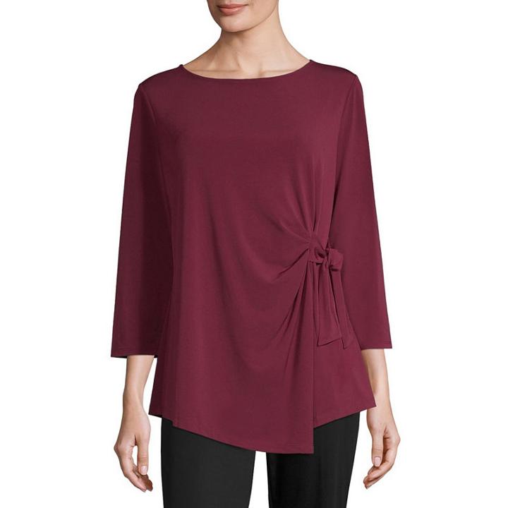Liz Claiborne Long Sleeve Waist Tie Tunic - Tall