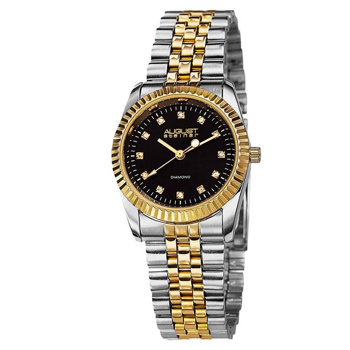 August Steiner Womens Two Tone Strap Watch-as-8046ttg
