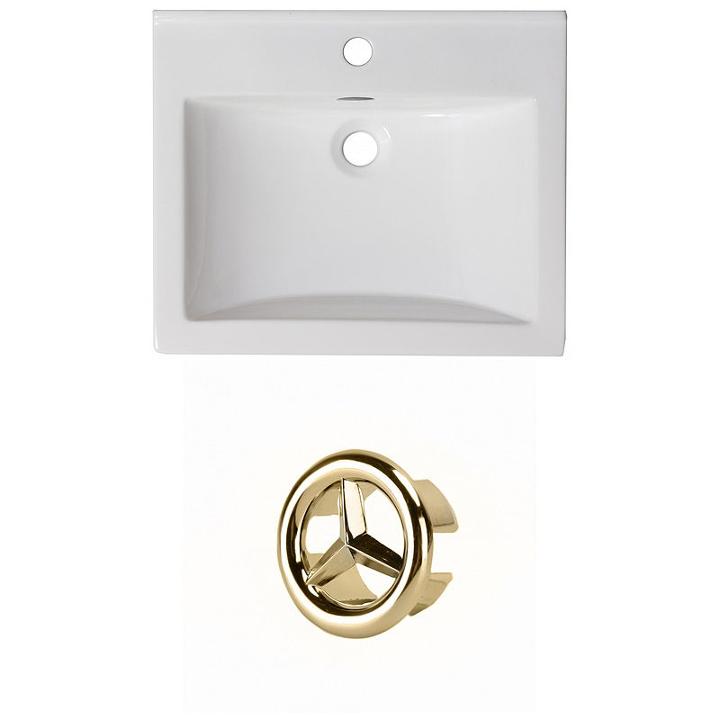 21-in. W 1 Hole Ceramic Top Set In White Color