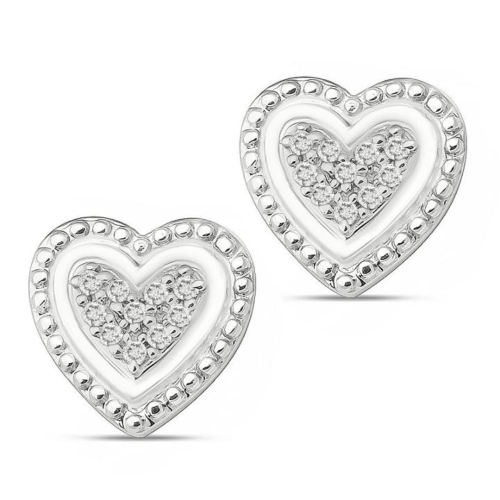 Diamond Accent White Diamond Sterling Silver 7.2mm Heart Stud Earrings