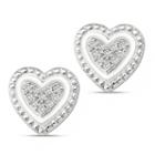 Diamond Accent White Diamond Sterling Silver 7.2mm Heart Stud Earrings
