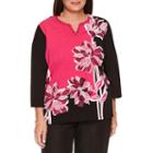 Alfred Dunner Theater District 3/4 Sleeve Asymmetric Floral Tee