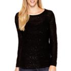 St. Johns Bay Long-sleeve Sequin Sweater - Tall