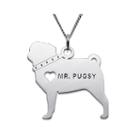 Personalized Pug Sterling Silver Pendant Necklace