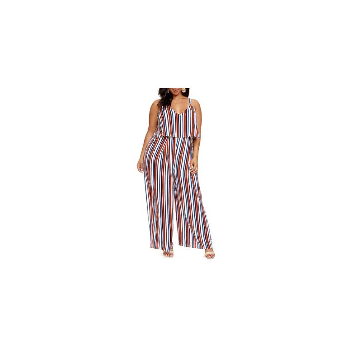 Fashion To Figure Janis Striped Wide Leg Jumpsuit - Plus