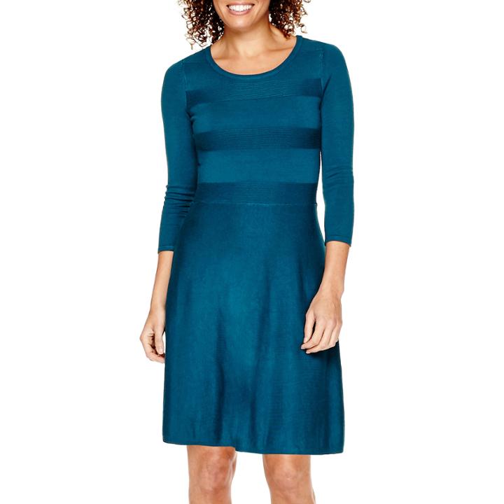 Worthington 3/4-sleeve Fit-and-flare Sweater Dress - Petite