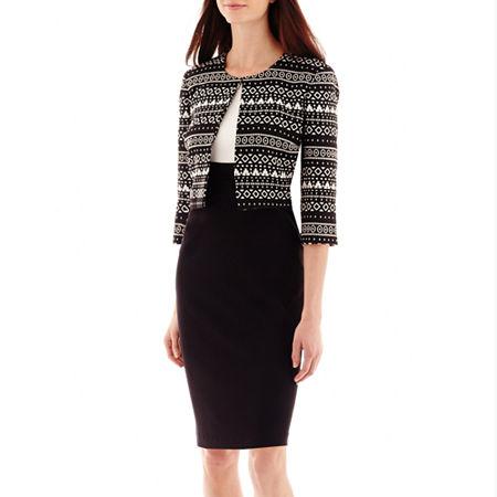 Danny & Nicole 3/4-sleeve Aztec Print Jacket Dress