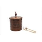 Old Dutch Antique Embossed Heritage Ice Bucket With Brass Tongs 3 Qt