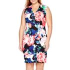 Bisou Bisou Sleeveless V-neck Floral Sheath Dress - Plus
