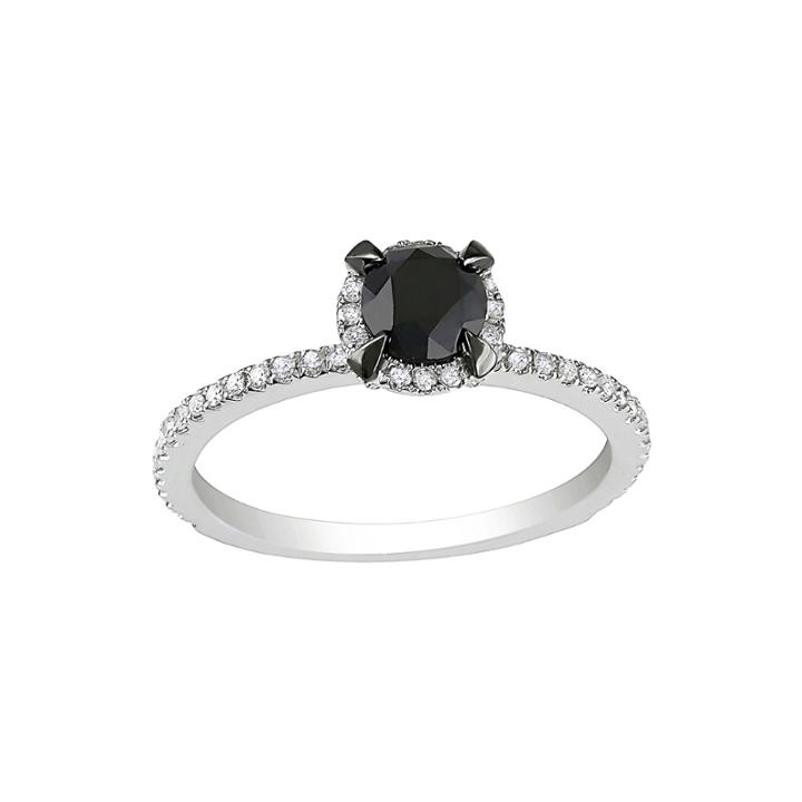 1 1/2 Ct. T.w. Color-enhanced Black & White Diamond Bridal Ring