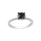 1 1/2 Ct. T.w. Color-enhanced Black & White Diamond Bridal Ring