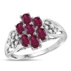 Womens Diamond Accent Red Lab Created Ruby In Sterling Silver Cluster Ring