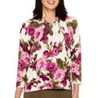 Alfred Dunner Calabria 3/4-sleeve Floral Sweater
