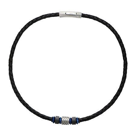 Inox Jewelry Mens Celtic Knot Stainless Steel & Black Leather Braided Necklace
