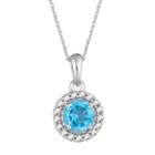 Womens 1/10 Ct. T.w. Genuine Blue Topaz 10k White Gold Pendant Necklace