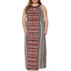 London Style Collection Sleeveless Keyhole Blouson Maxi Dress - Plus