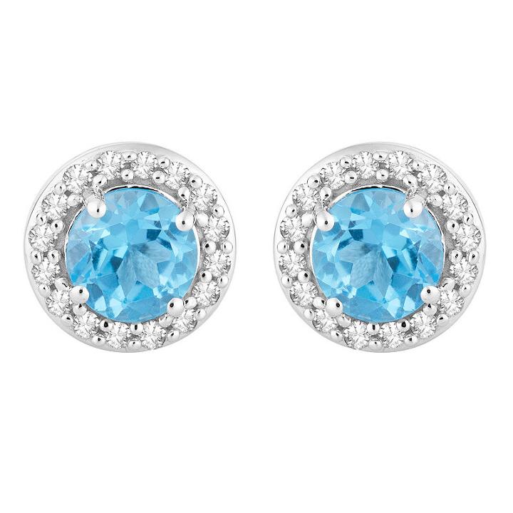1/7 Ct. T.w. Genuine Blue Topaz 10k White Gold 7.1mm Stud Earrings