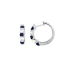 Blue Sapphire Sterling Silver Hoop Earrings