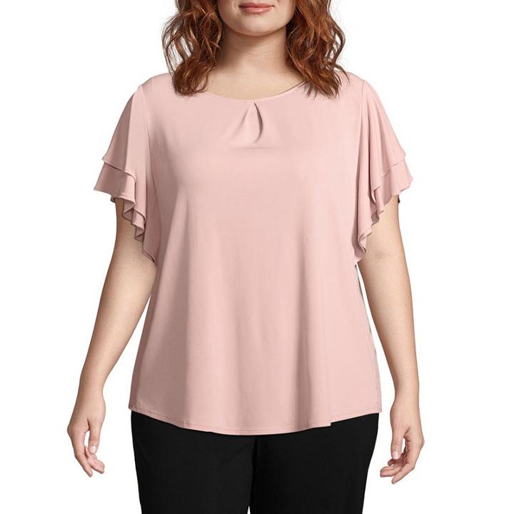 Liz Claiborne Flutter Sleeve Blouse - Plus