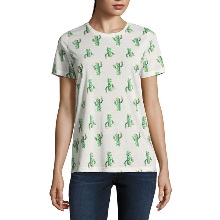 Short Sleeve Cactus Crew Neck Graphic T-shirt- Juniors