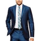 Jf J. Ferrar Blue Luster Herringbone Suit Jacket - Slim Fit