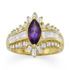 Genuine Amethyst & Lab-created White Sapphire 14k Gold Over Silver Cocktail Ring