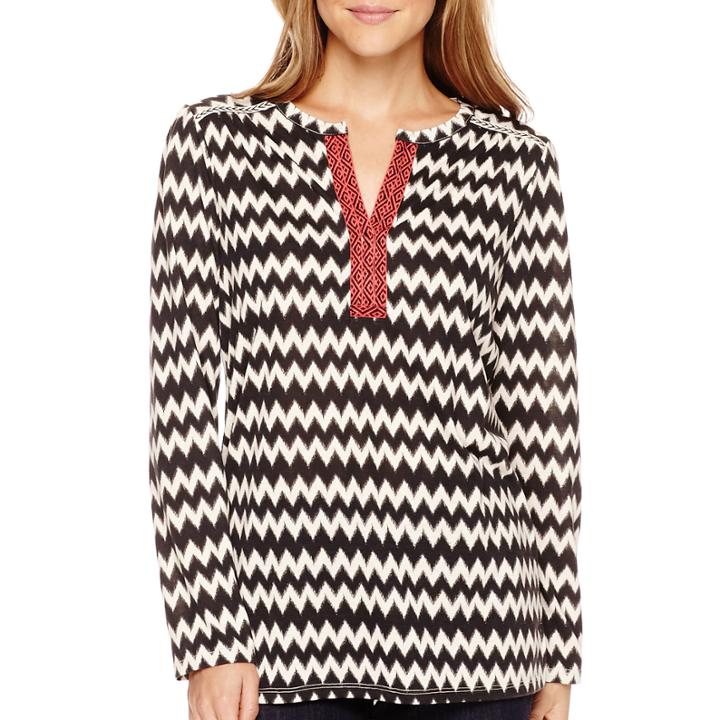 Rxb Long-sleeve V-neck Blouse - Petite