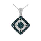 White And Blue Crystal Sterling Silver Pendant Necklace