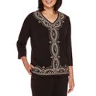 Alfred Dunner Madison Park 3/4-sleeve Center Embroidery Top