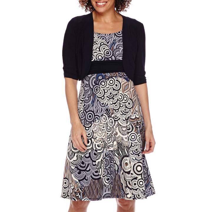 Perceptions Short-sleeve Ruched Waist Jacket Dress - Petite