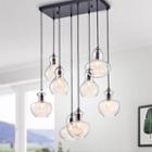 Beveen Black Metal And Glass Gourde 8-light Pendant