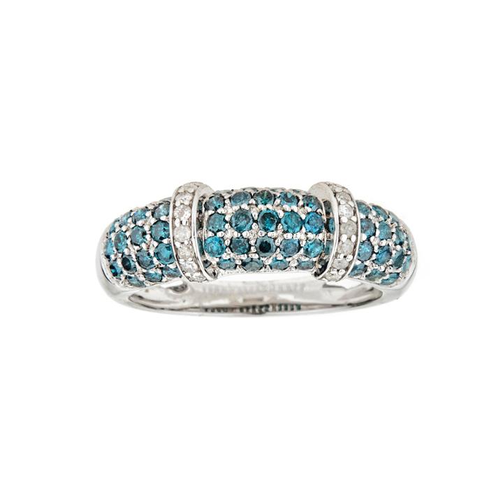 Limited Quantities 7/8 Ct. T.w. Color Enhanced Blue & White Diamond Sterling Silver Ring