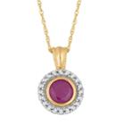 Womens 1/8 Ct. T.w. Lab Created Red Ruby 10k Gold Pendant Necklace