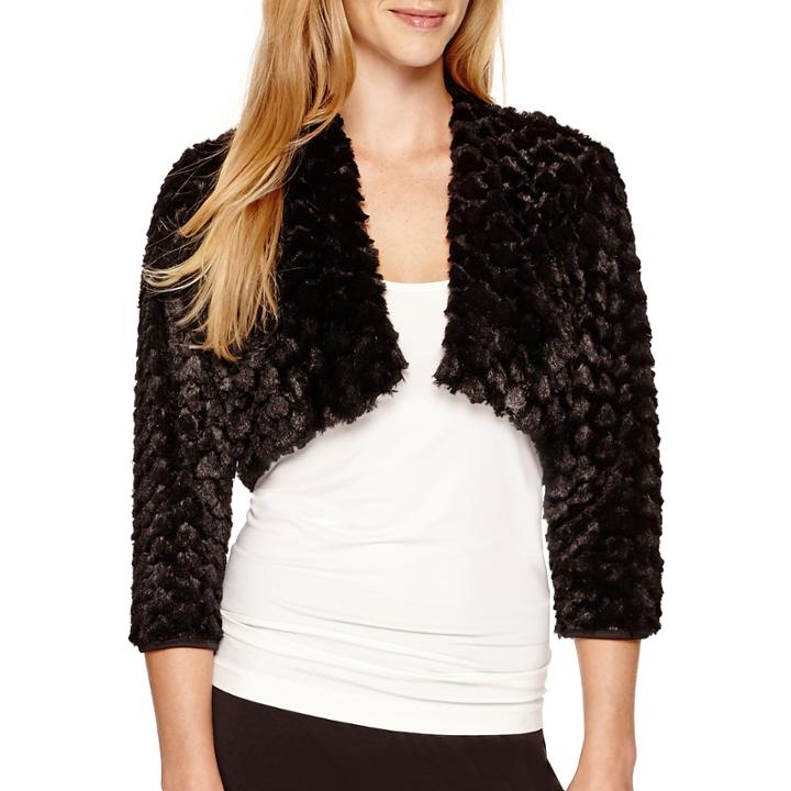 Blu Sage 3/4-sleeve Faux-fur Shrug