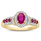 Womens Lead Glass Filled Ruby & 1/8 Ct. T.w. Diamond 10k Gold Cocktail Ring