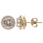 Gold Reflection Cubic Zirconia Gold Over Brass Stud Earrings