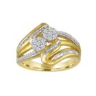 Diamond Blossom 3/8 Ct.t.w. Diamond 2-stone 14k Yellow Gold Over Silver Ring