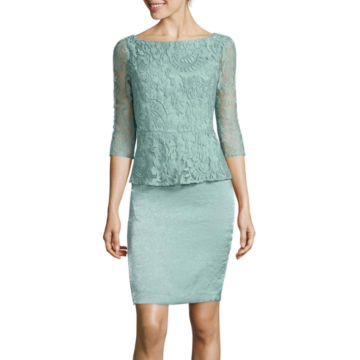 Simply Liliana 3/4-sleeve Lace Peplum Dress