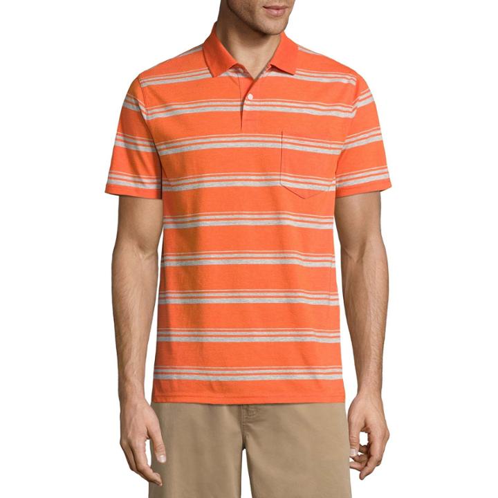 St. John's Bay Slim Fit Short Sleeve Stripe Jersey Polo Shirt