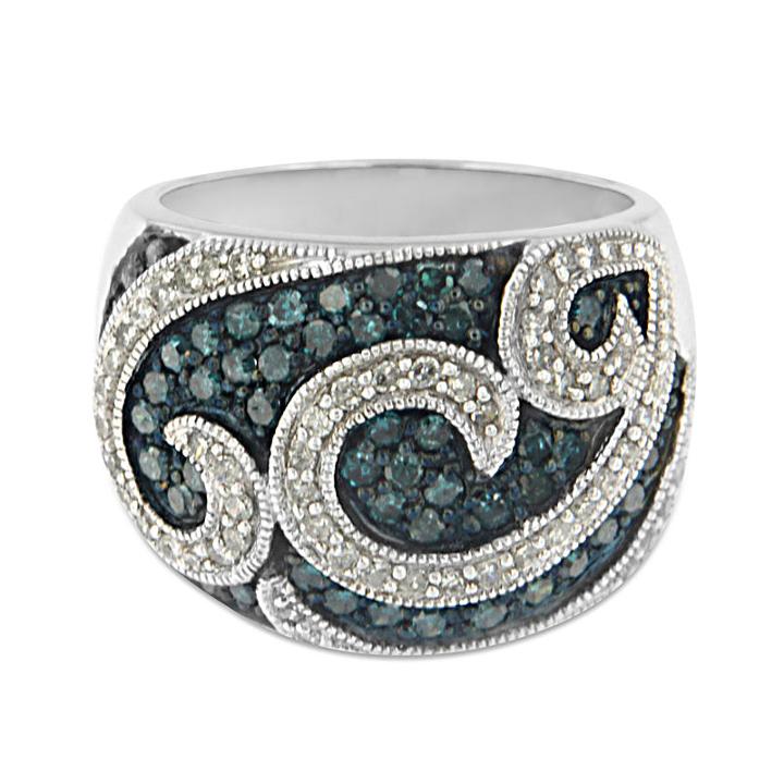 Womens 1 Ct. T.w. Color Enhanced White Diamond 14k Gold Cocktail Ring