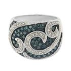 Womens 1 Ct. T.w. Color Enhanced White Diamond 14k Gold Cocktail Ring