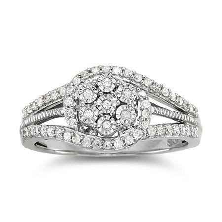 Diamond Blossom 1/3 Ct. T.w. Diamond Cluster Sterling Silver Orbit Ring