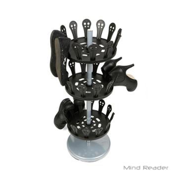 Mind Reader 3 Tier Revolving Footwear Rack, Black