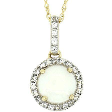 Opal & Lab-created Sapphire Pendant Necklace