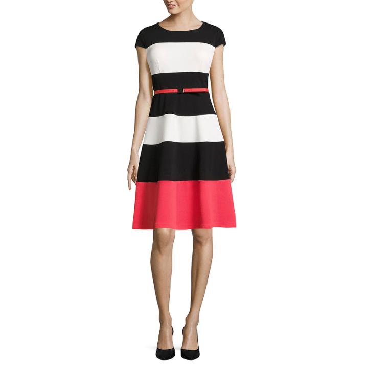 R & K Originals Short Sleeve Fit & Flare Dress