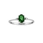Genuine Emerald Diamond-accent 14k White Gold Ring