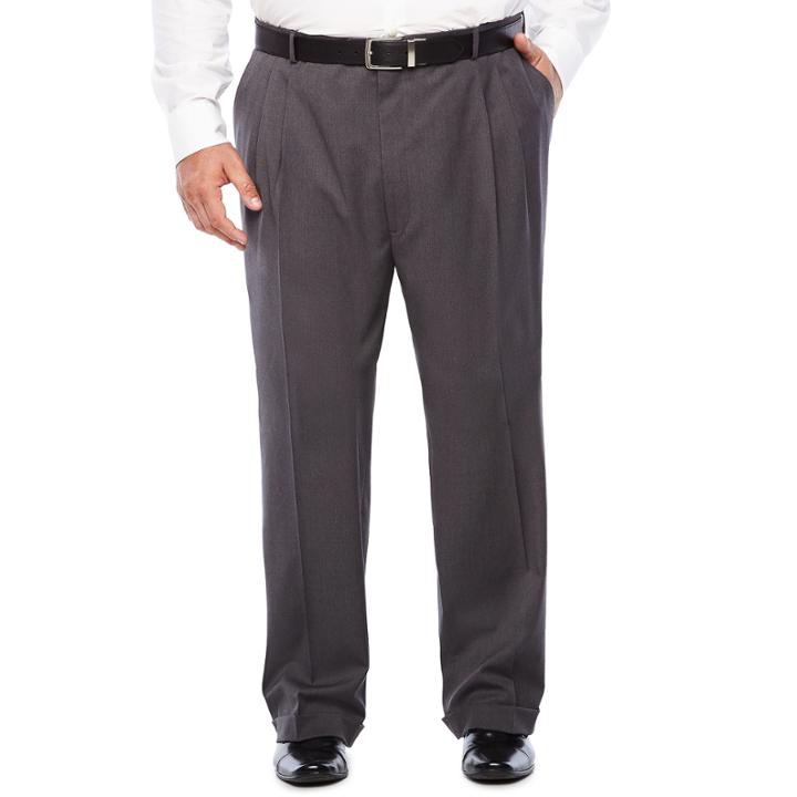 Stafford Woven Suit Pleated Pants-portly